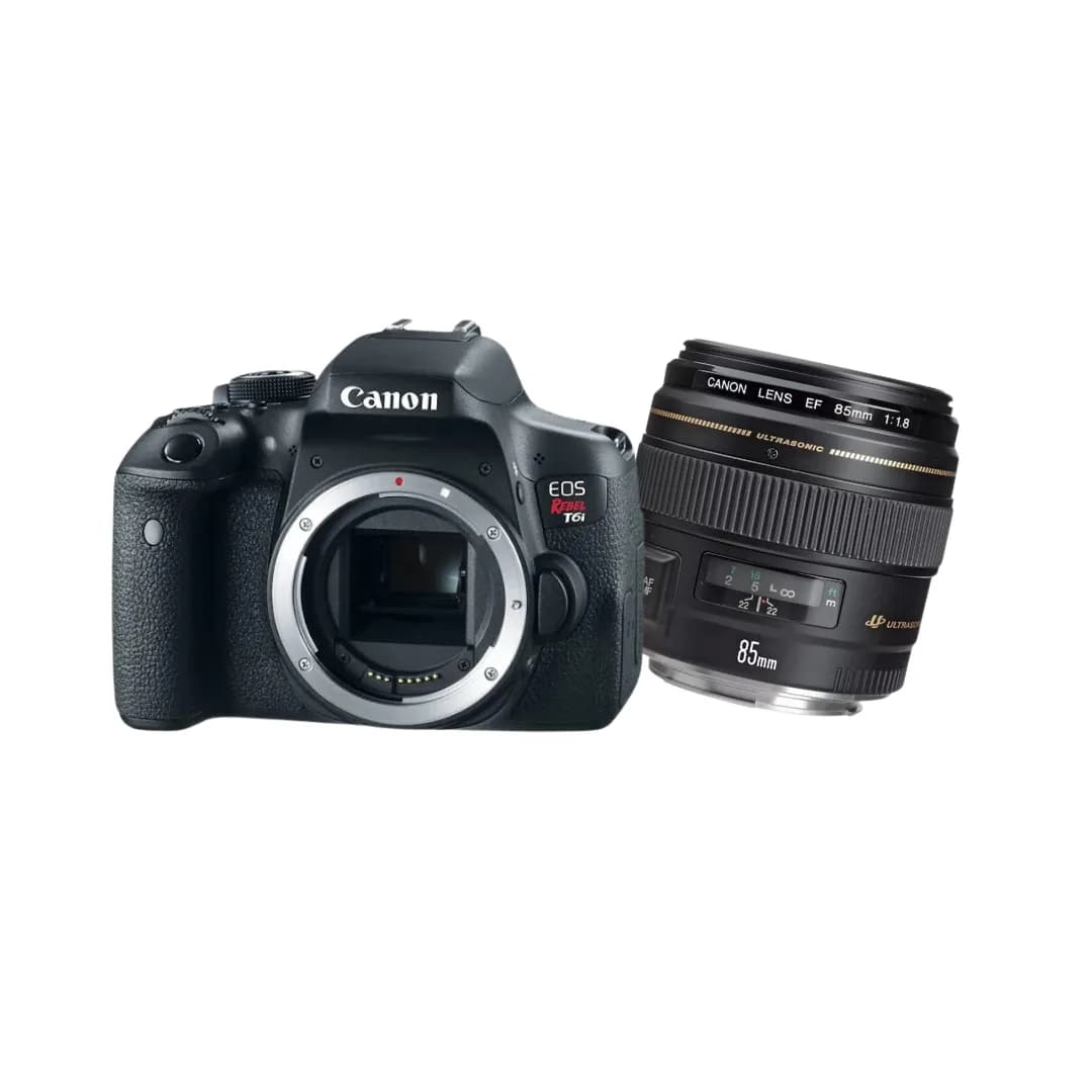Câmera Canon Dslr EOS Rebel T6I + Lente Canon EF 85MM F1.8 USM