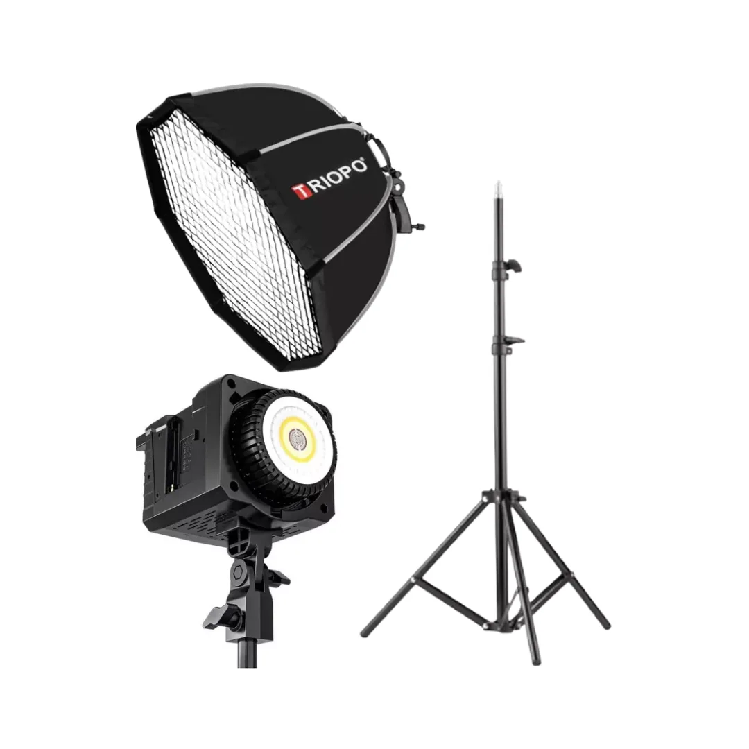 Iluminador LED Sokani X100 + Octabox 90CM com Grid + Tripé Iluminação 2,80M