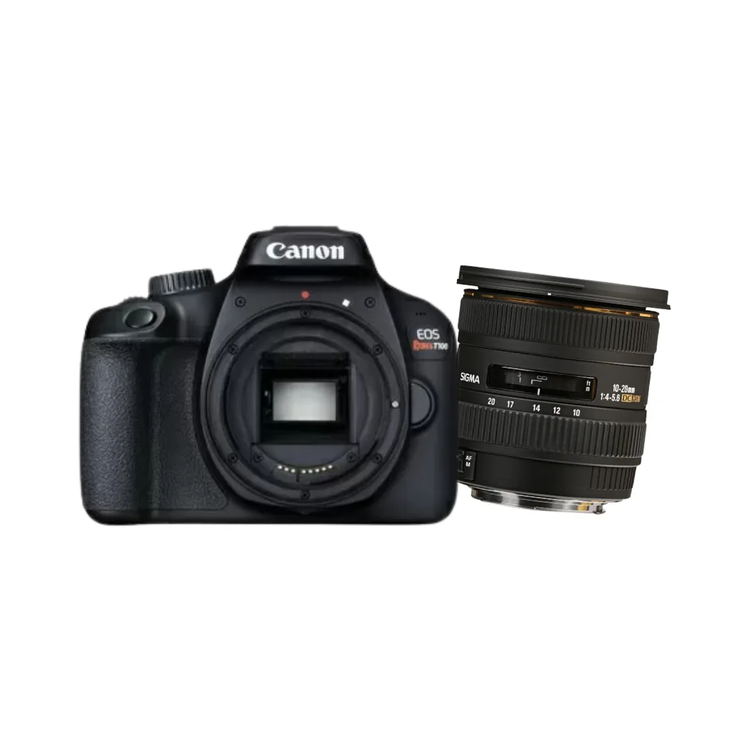 KIT Câmera Canon Dslr EOS Rebel T100 + Lente Sigma 10-20MM F4-5.6 EX DC HSM para Canon