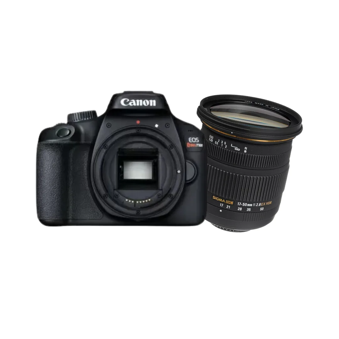KIT Câmera Canon Dslr EOS Rebel T100 +lente Sigma 17-50MM F2.8 EX DC OS HSM para Canon
