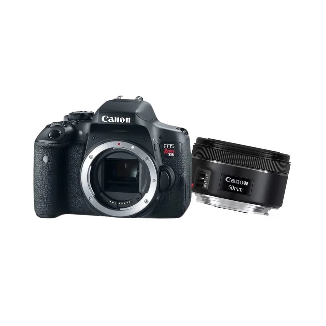 KIT Câmera Canon Dslr EOS Rebel T6I + Lente Canon EF 50MM F1.8 STM