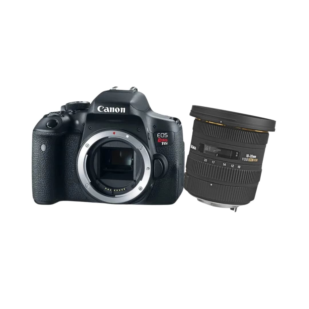 KIT Câmera Canon Dslr EOS Rebel T6I + Lente Sigma 10-20MM F4-5.6 EX DC HSM para Canon