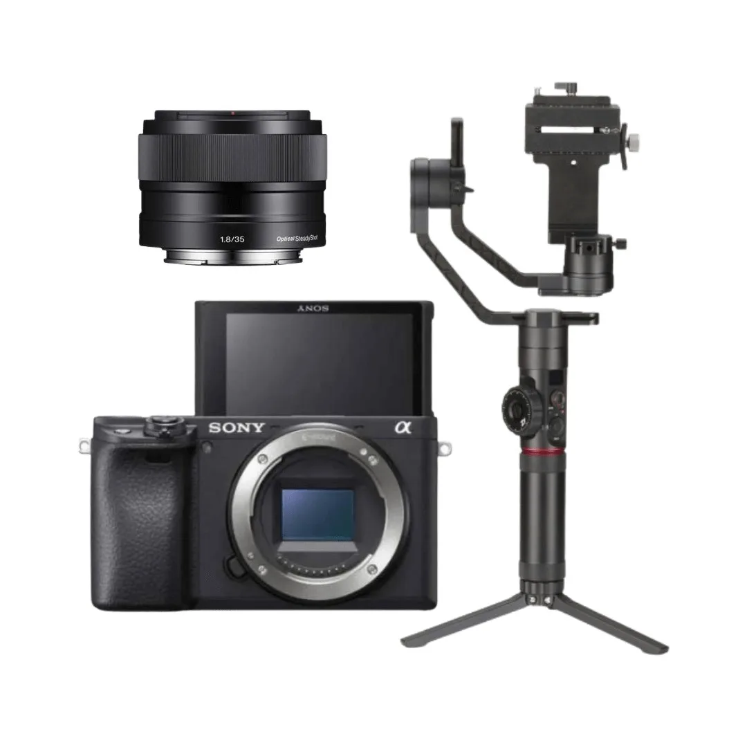 KIT Câmera Sony Alpha A6400 + Lente Sony e 35MM F1.8 OSS + Estabilizador - Gimbal - Zhiyun-tech Crane 2 para ATÉ 3,2 Kg